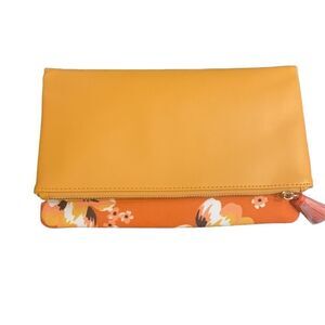 RACHEL PALLY “Zahara” Orange Reversible Vegan Leather Floral Clutch- $85